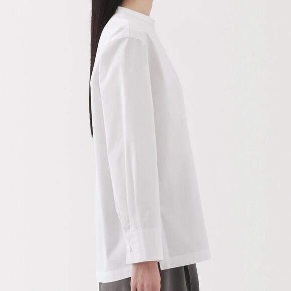 MUJI Women's White Easy-Dry Organic Cotton‎ Long Sleeve Blouse Size Small - Picture 3 of 11